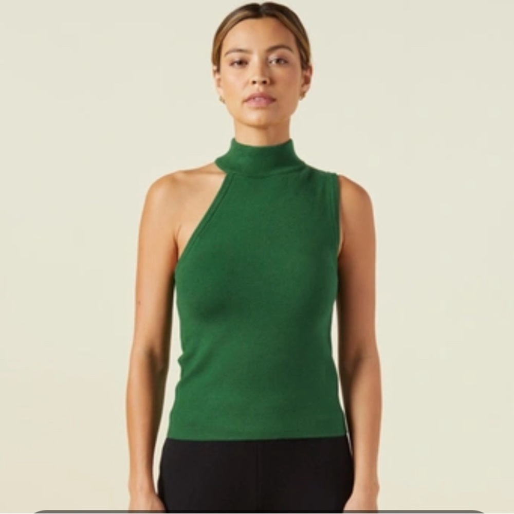 MONROW SWEATER KNIT ASYMMETRIC MOCK NECK TANK SUPERSOFT